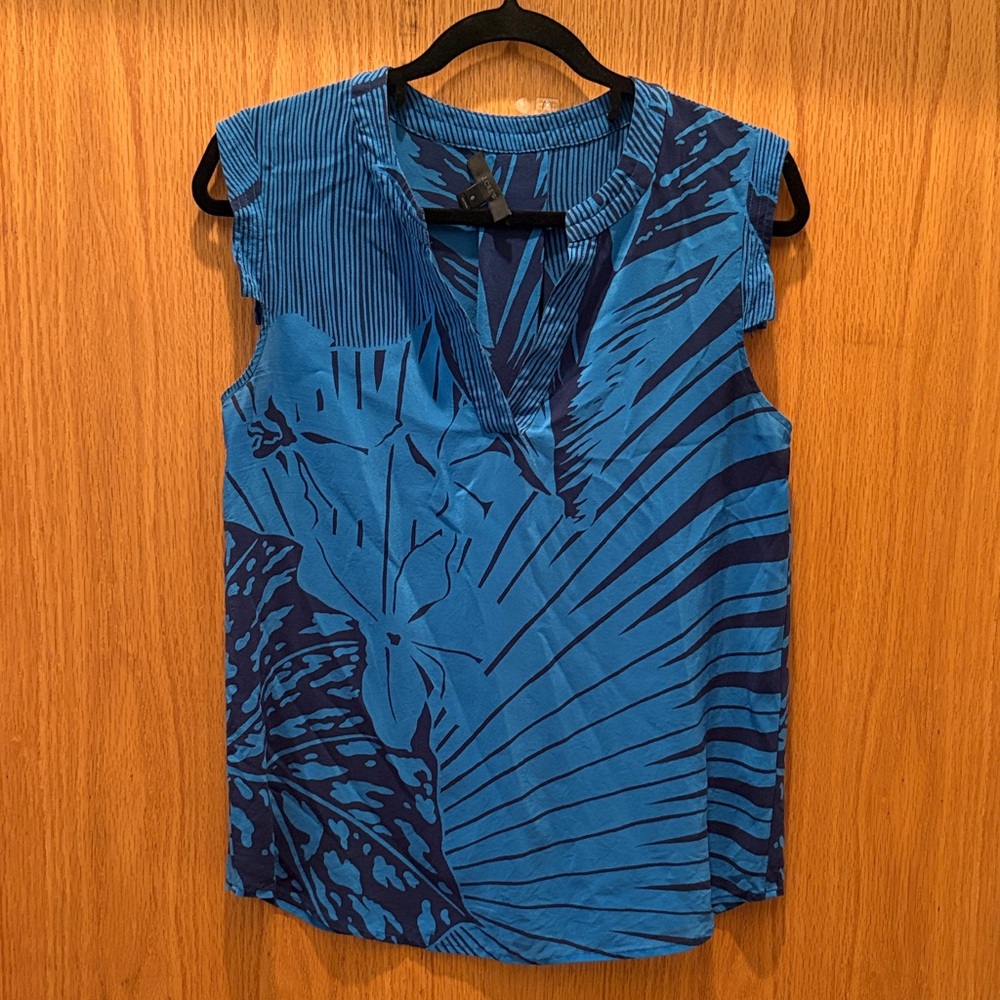 J. Crew Two-Tone Blue V-Neck Sleeveless Top
